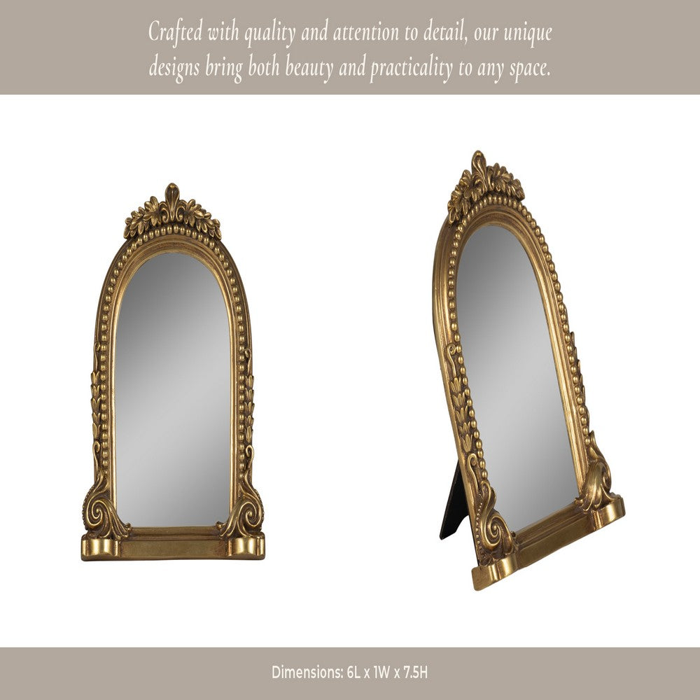 Decorative 4x6 Photo Frame | 8" Antique Gold Ornate Arched Frame