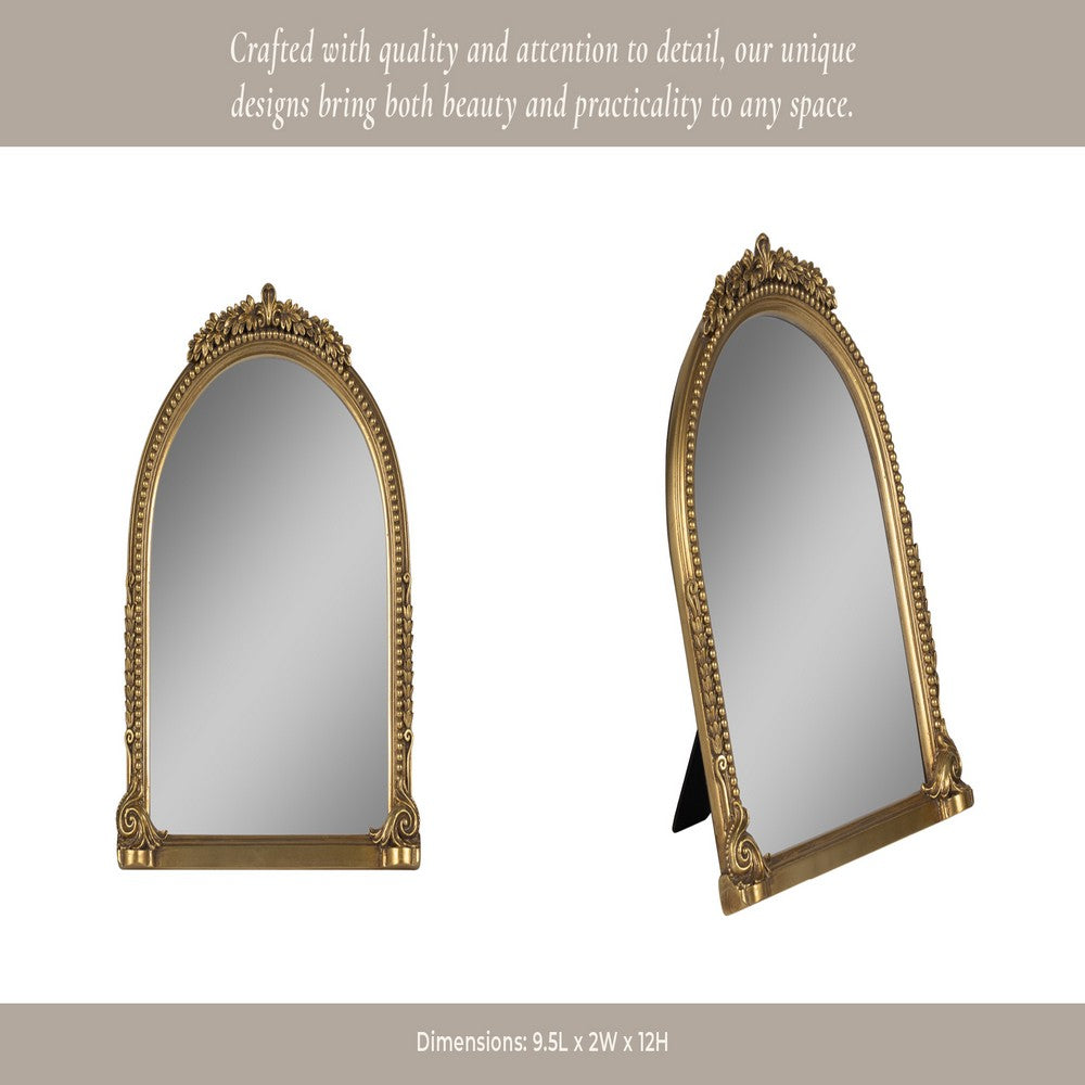 Arched 8x10 Photo Frame | Gold Resin Ornate Design with Glass Front