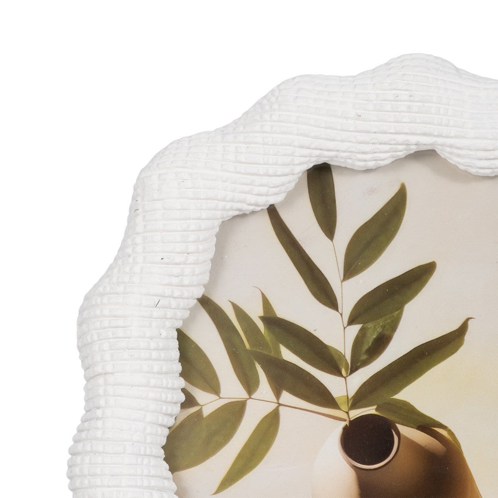 Reis Decorative 5x7 Photo Frame | Wavy Arched Design | White Polyresin