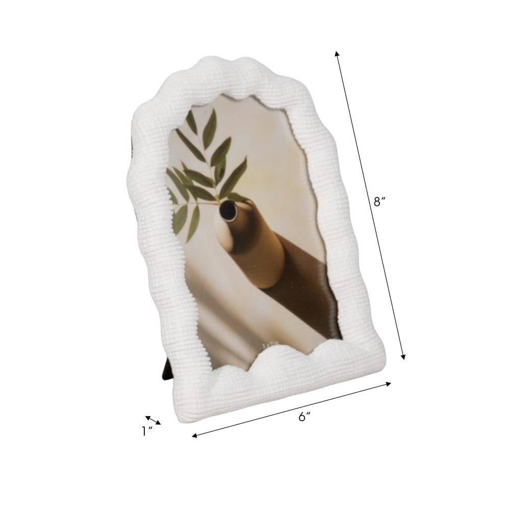 Reis Decorative 5x7 Photo Frame | Wavy Arched Design | White Polyresin