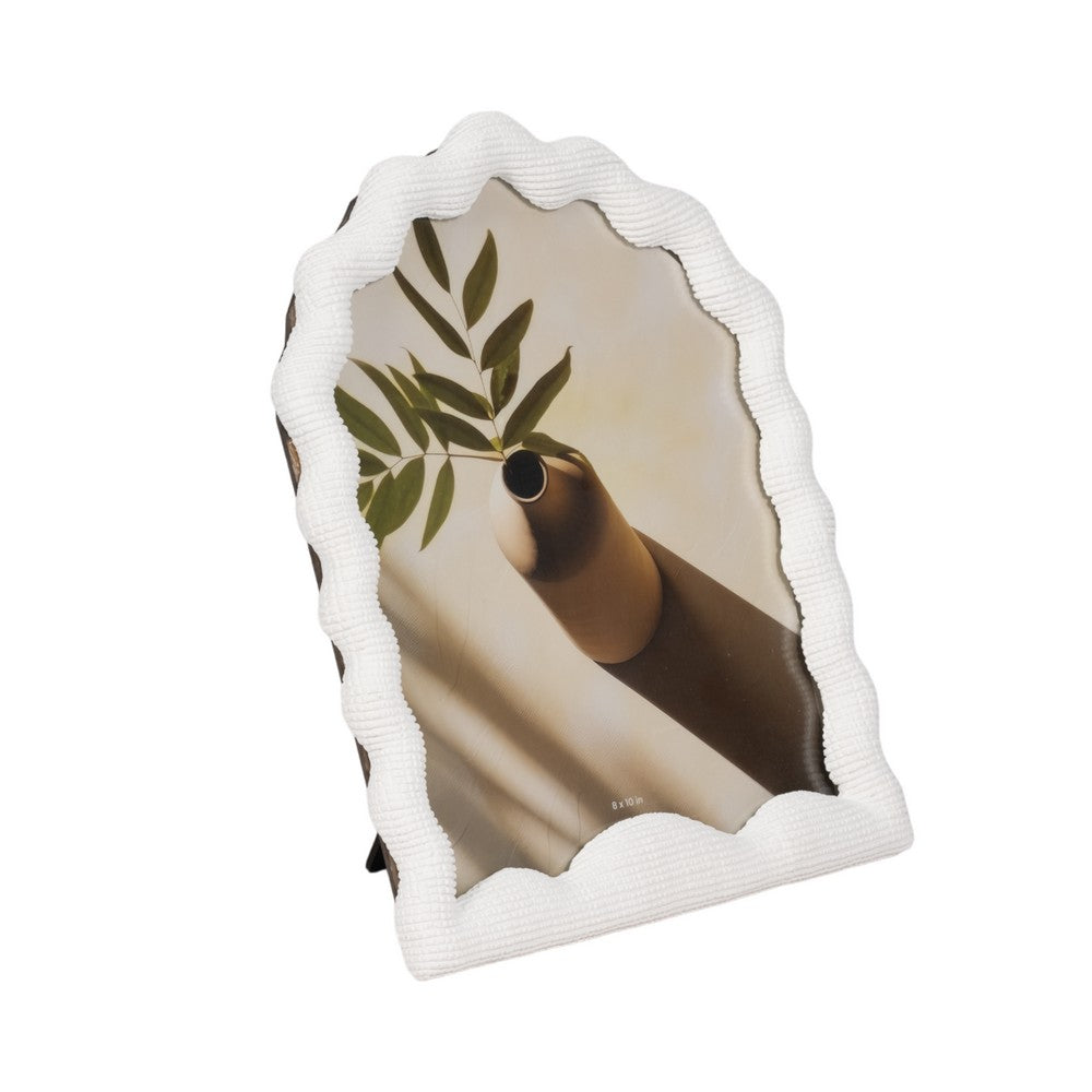Reis Decorative Photo Frame | Wavy Arched Design | White Polyresin 8x10"