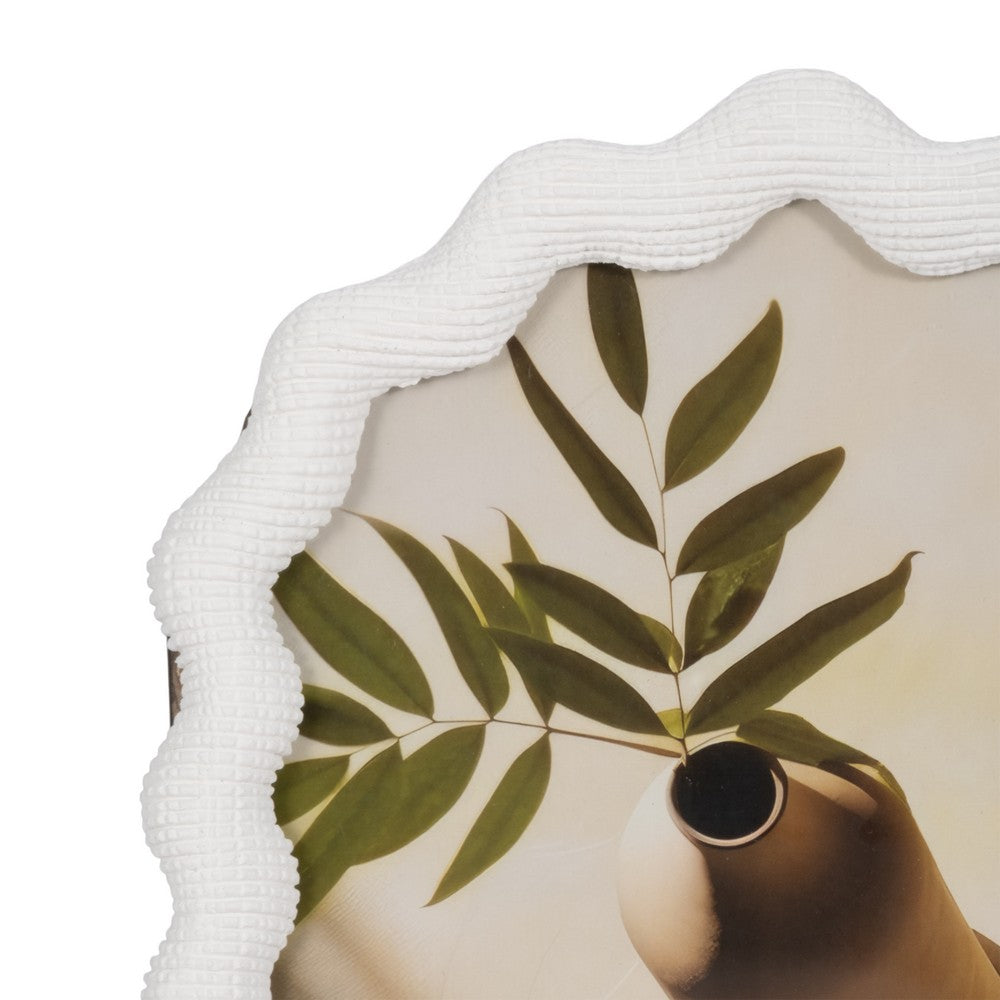 Reis Decorative Photo Frame | Wavy Arched Design | White Polyresin 8x10"