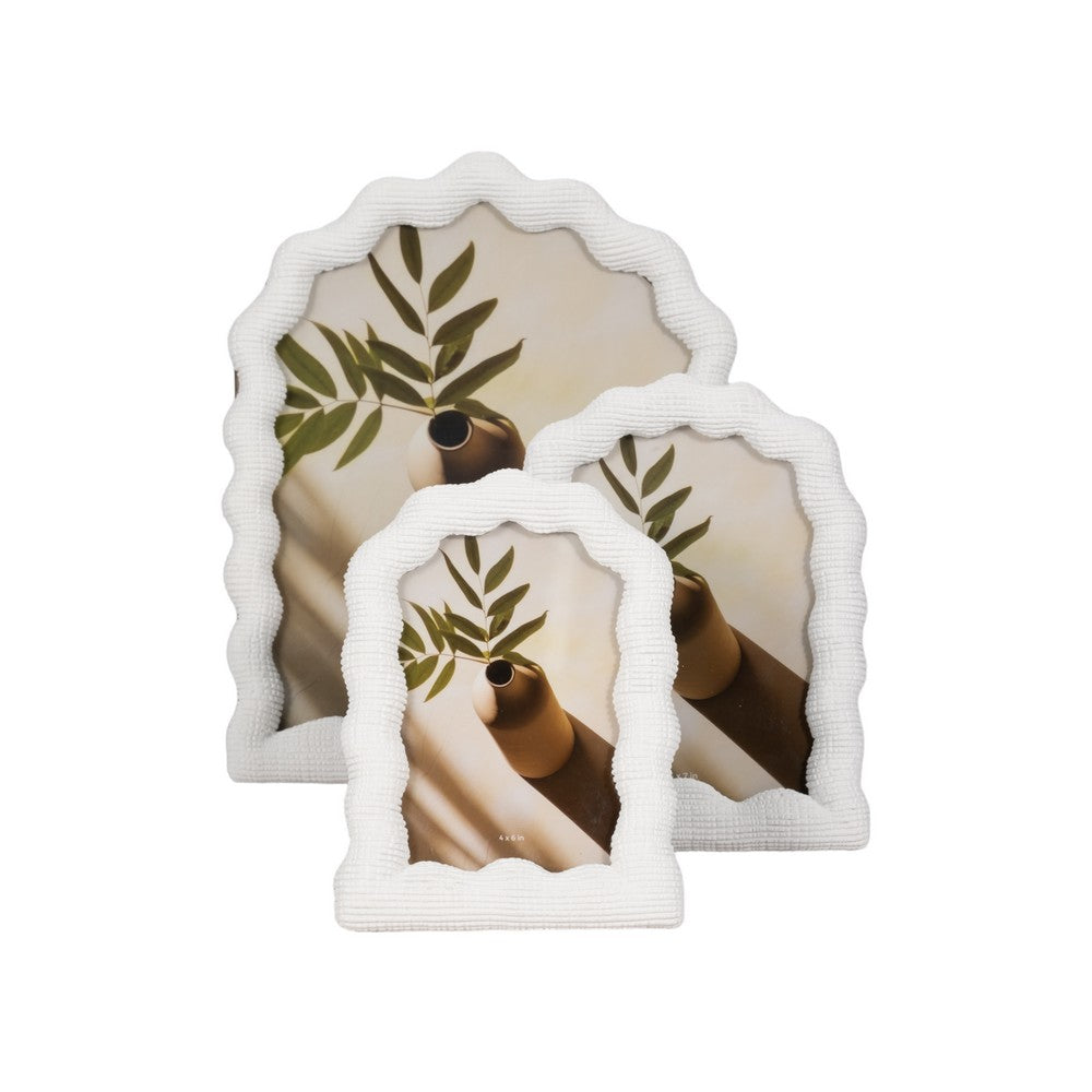 Reis Decorative Photo Frame | Wavy Arched Design | White Polyresin 8x10"