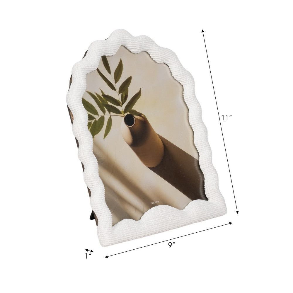 Reis Decorative Photo Frame | Wavy Arched Design | White Polyresin 8x10"