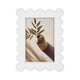 Scalloped Photo Frame | 4 x 6 Portrait Tabletop Accent Decor | White Resin