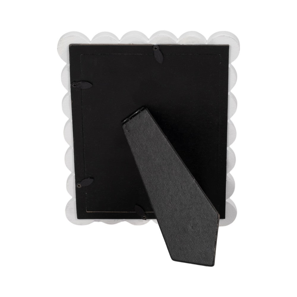 Olaff 5x7 Decorative Photo Frame | Scallop Edge | Glass | White Polyresin