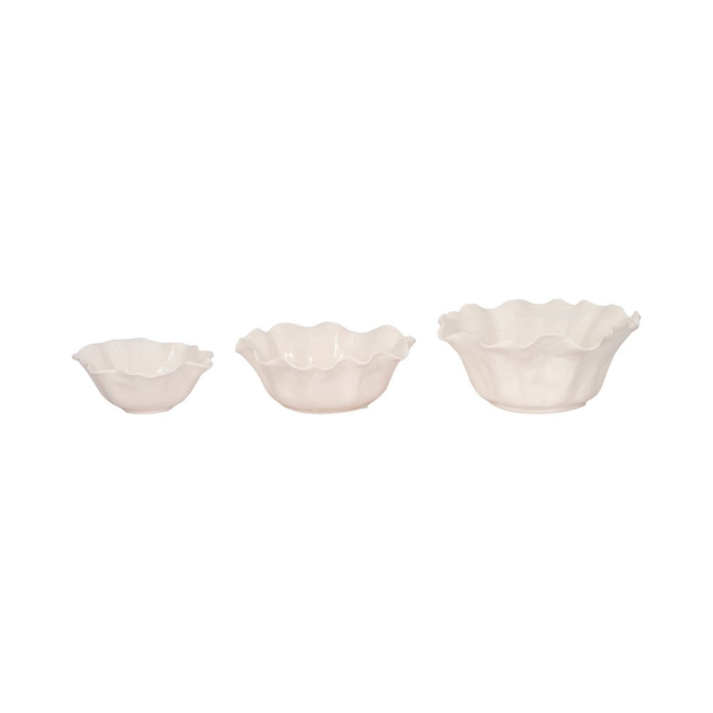 Decorative Bowls Set of 3 | Freeflow Petal Shape | Ivory 8 | 11 | 13"