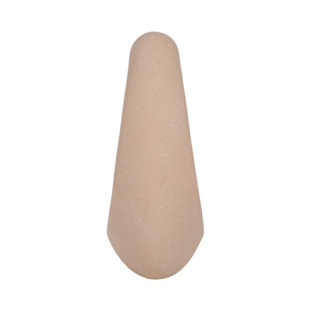 Lopsided Decorative Vase | 8" Open Ring Textured Tan Brown Ceramic