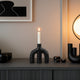 Tapered Candle Holder | Double Arched Design | Textured Black Ceramic