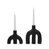 Tapered Candle Holder | Double Arched Design | Textured Black Ceramic
