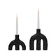 Tapered Candle Holder | Double Arched Design | Textured Black Ceramic