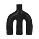 Tapered Candle Holder | Double Arched Design | Textured Black Ceramic SBH-20426-02