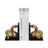 Elegant Snake Bookend Set of 2 | Gold Polyresin Serpents | Black Base