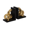 Elegant Snake Bookend Set of 2 | Gold Polyresin Serpents | Black Base