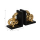 Elegant Snake Bookend Set of 2 | Gold Polyresin Serpents | Black Base