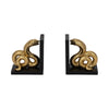 Elegant Snake Bookend Set of 2 | Gold Polyresin Serpents | Black Base