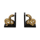 Elegant Snake Bookend Set of 2 | Gold Polyresin Serpents | Black Base