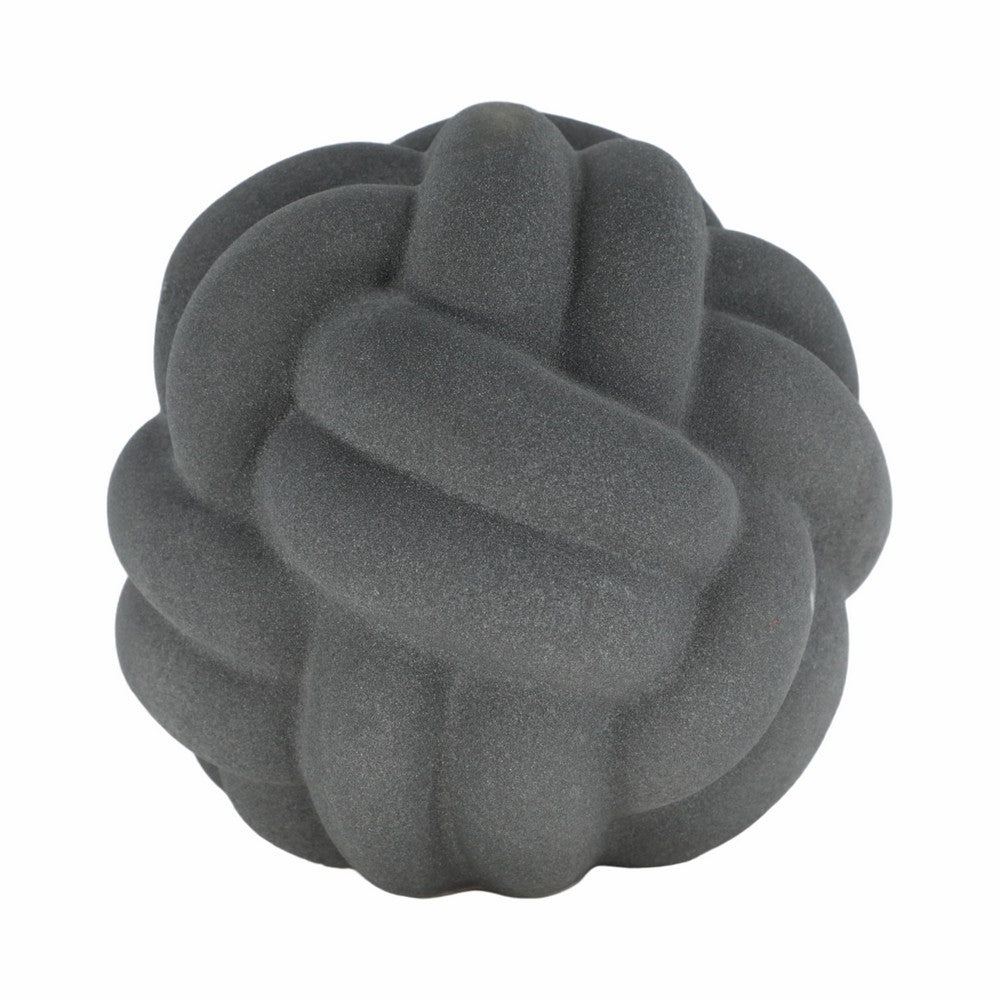 Knotted Rope Orb Tabletop Decor | 9" Black Sculpted Ceramic Finish