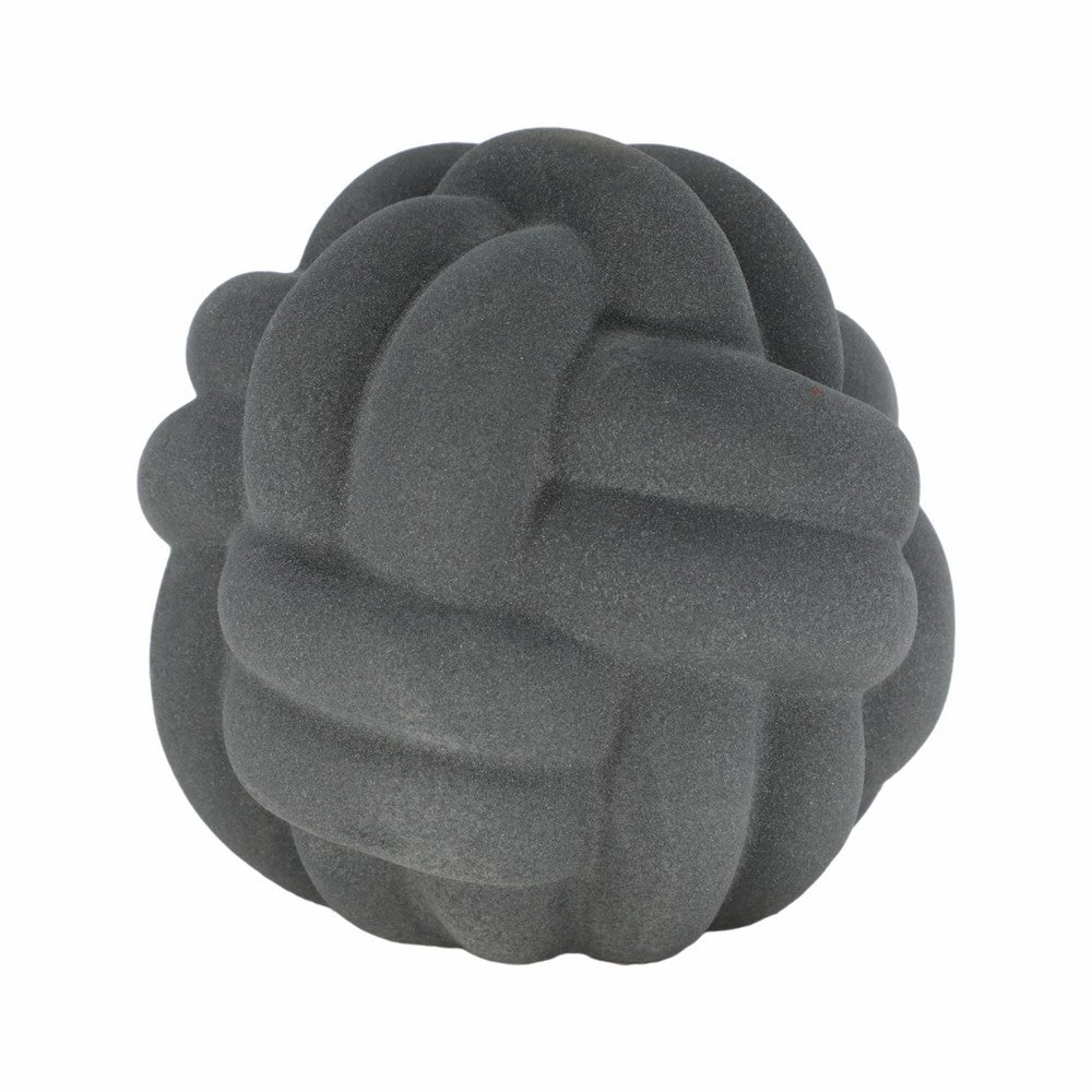 Knotted Rope Orb Tabletop Decor | 9" Black Sculpted Ceramic Finish