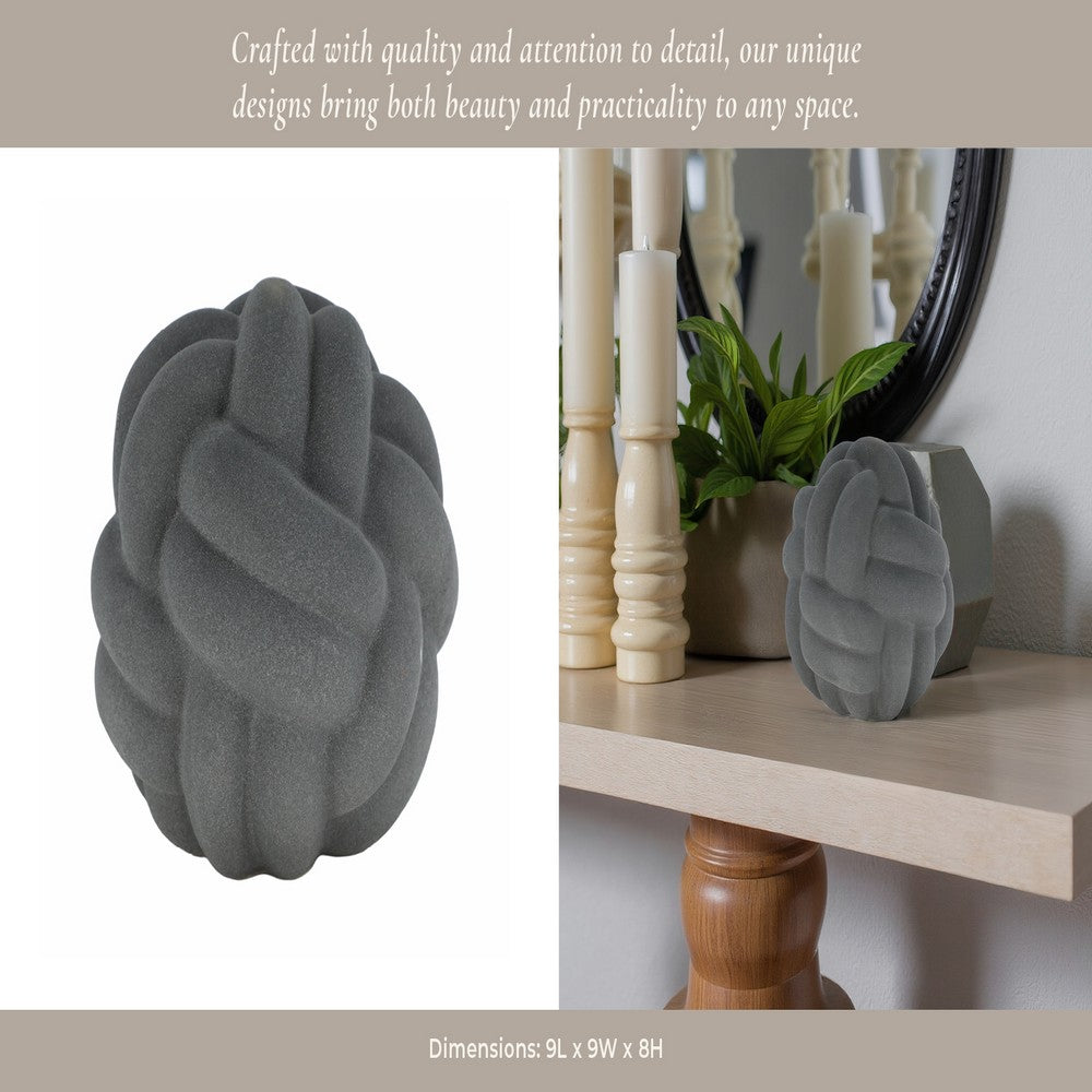 Knotted Rope Orb Tabletop Decor | 9" Black Sculpted Ceramic Finish