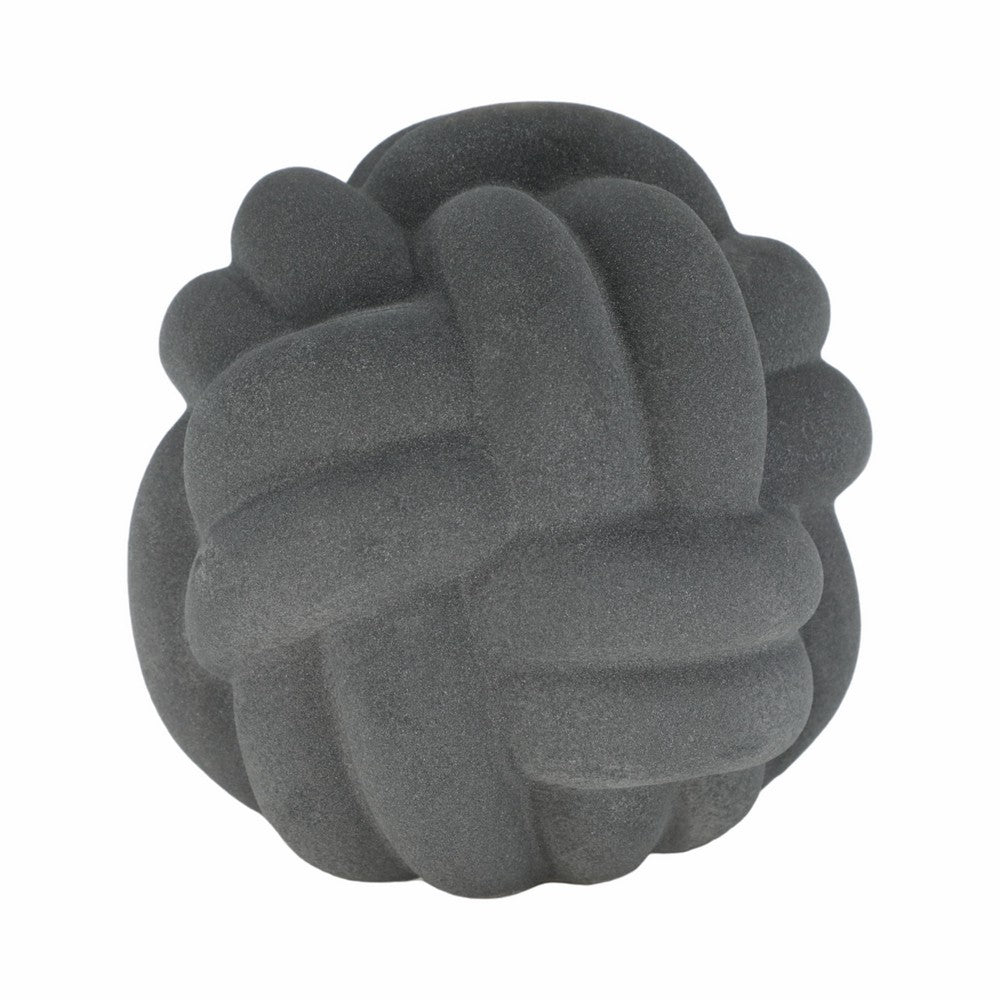 Knotted Rope Orb Tabletop Decor | 9" Black Sculpted Ceramic Finish