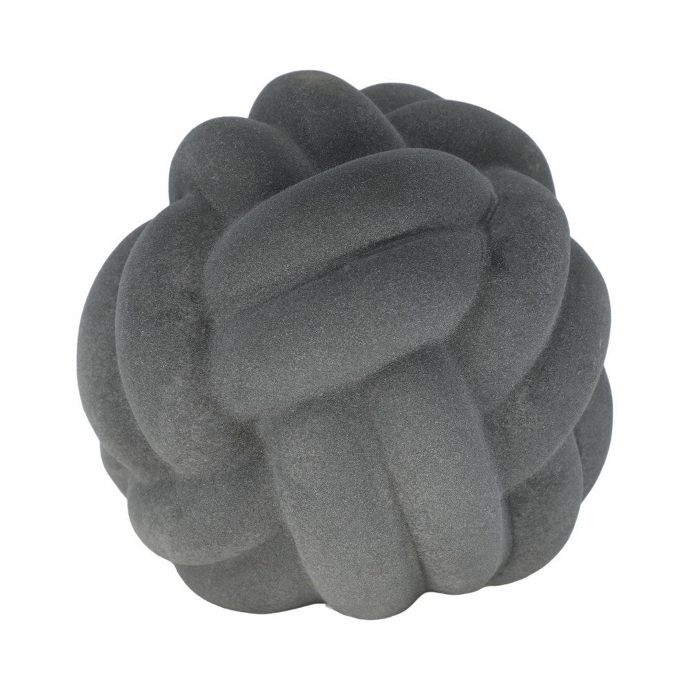 Knotted Rope Orb Tabletop Decor | 9" Black Sculpted Ceramic Finish