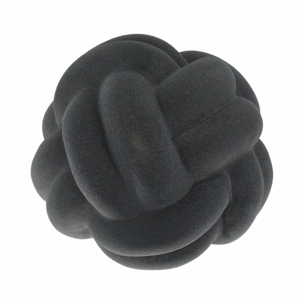 Knotted Rope Orb Tabletop Decor | 9" Black Sculpted Ceramic Finish