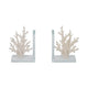 Coral Branch Bookend on Clear Glass Base Set of 2 | White Polyresin