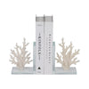 Coral Branch Bookend on Clear Glass Base Set of 2 | White Polyresin