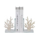 Coral Branch Bookend on Clear Glass Base Set of 2 | White Polyresin