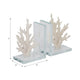 Coral Branch Bookend on Clear Glass Base Set of 2 | White Polyresin