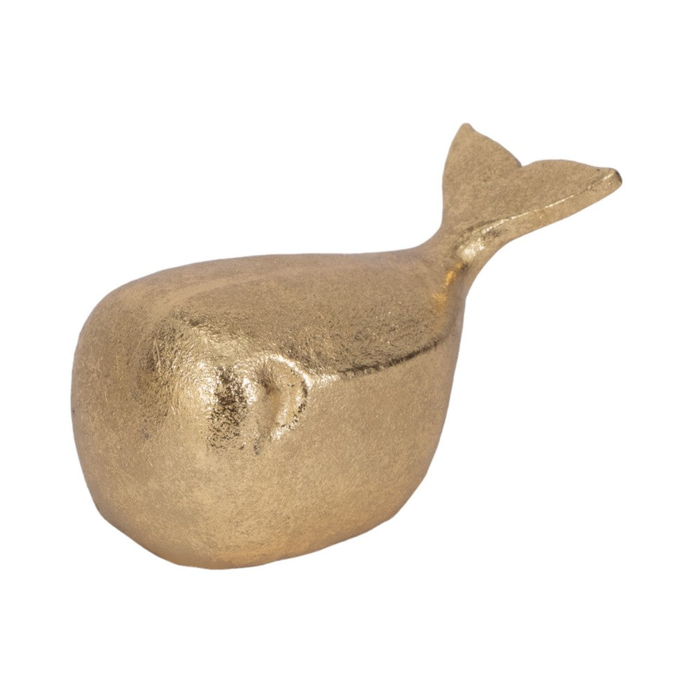 8" Whale Tabletop Decor Sculpture | Ocean Theme | Metallic Gold Polyresin