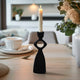 10" Taper Candle Holder | Round Open Cutout Center | Black Polyresin