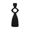 10" Taper Candle Holder | Round Open Cutout Center | Black Polyresin