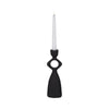 10" Taper Candle Holder | Round Open Cutout Center | Black Polyresin