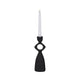 10" Taper Candle Holder | Round Open Cutout Center | Black Polyresin
