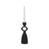 10" Taper Candle Holder | Round Open Cutout Center | Black Polyresin