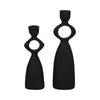 10" Taper Candle Holder | Round Open Cutout Center | Black Polyresin