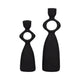 10" Taper Candle Holder | Round Open Cutout Center | Black Polyresin