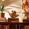 Decorative Three Monkeys on Banana Accent | 8" | Metallic Gold Polyresin