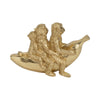 Decorative Three Monkeys on Banana Accent | 8" | Metallic Gold Polyresin