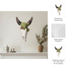 Decorative Wall Sculpture w Succulents | Faux Bull Skull | 18" Ivory