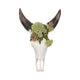Decorative Wall Sculpture w Succulents | Faux Bull Skull | 18" Ivory