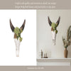 Decorative Wall Sculpture w Succulents | Faux Bull Skull | 18" Ivory