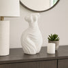Abstract Female Torso Sculpture | Curved Textured 11" White Polyresin