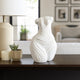 Abstract Female Torso Sculpture | Curved Textured 11" White Polyresin