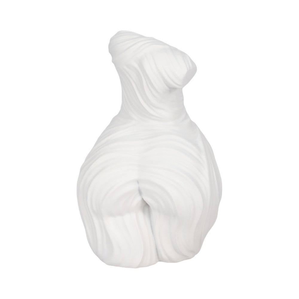 Abstract Female Torso Sculpture | Curved Textured 11" White Polyresin
