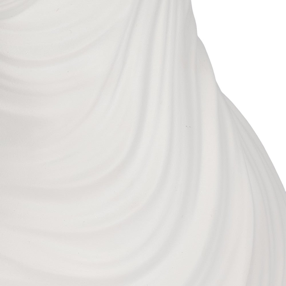 Abstract Female Torso Sculpture | Curved Textured 11" White Polyresin