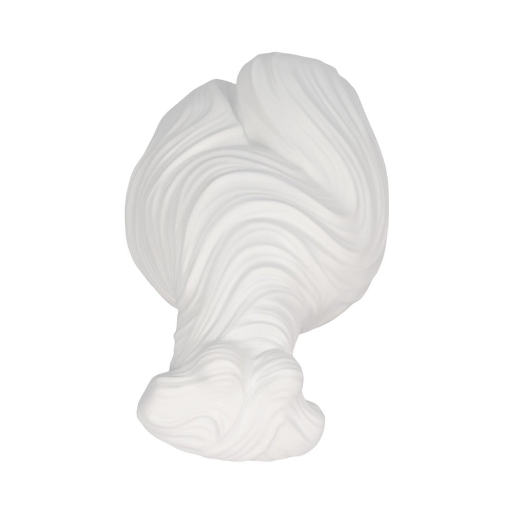 Abstract Female Torso Sculpture | Curved Textured 11" White Polyresin
