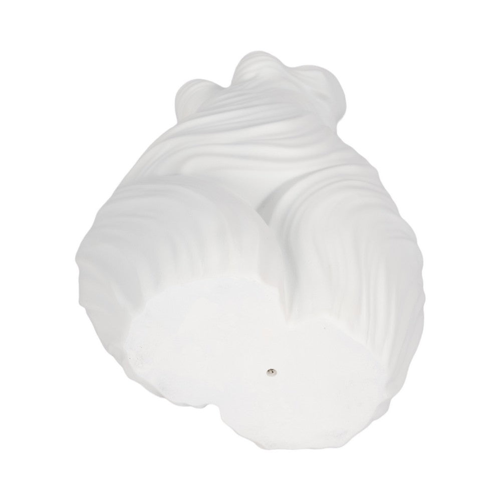 Abstract Female Torso Sculpture | Curved Textured 11" White Polyresin